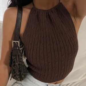 Cable Knit Halter Tie Tank